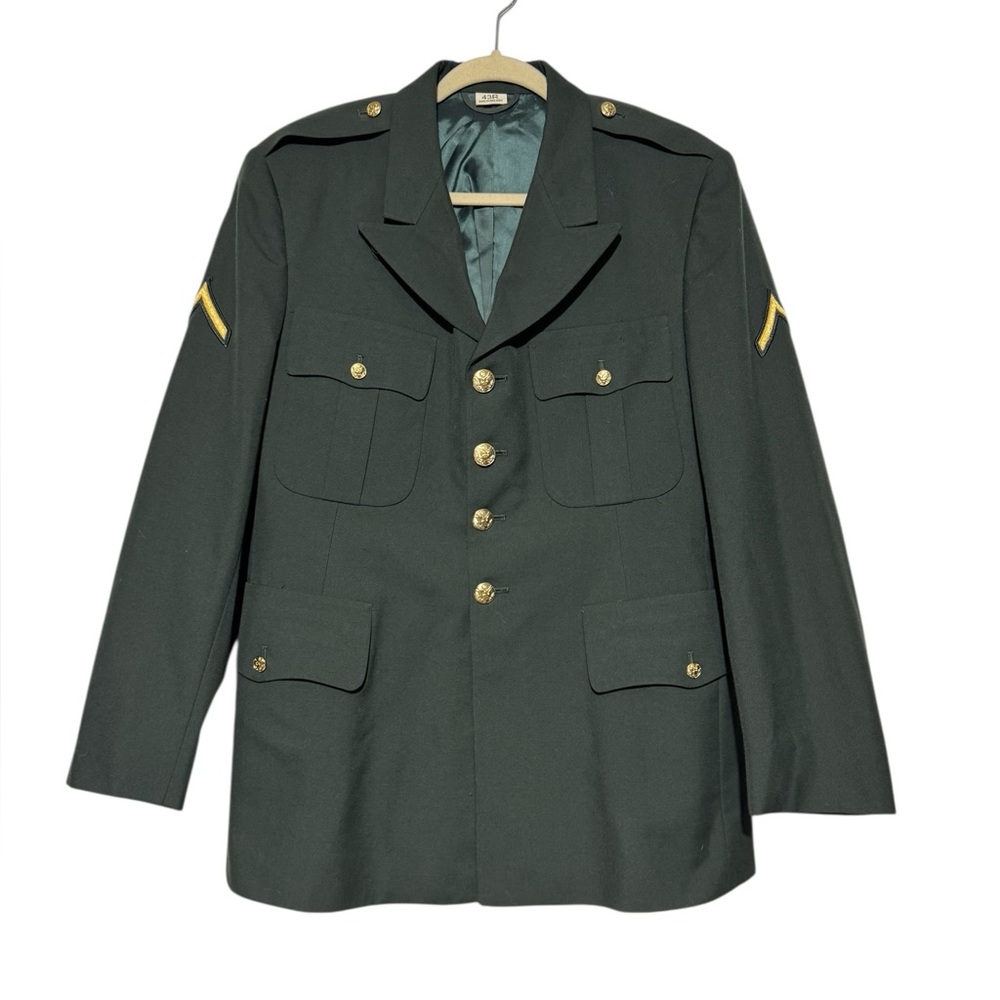 Vintage DeRossi & Son US Army Military Dress Jacket Blazer Coat Green Size 43R